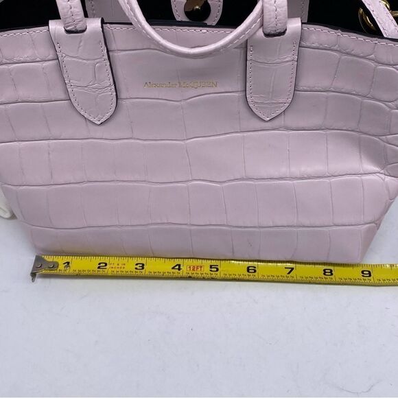 Alexander McQueen Croc Embossed Leather Mini Satchel Pink - Picture 10 of 11